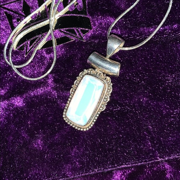🧿SOLD!!🧿New SS925 Rope Necklace W Silver Opalite - Picture 8 of 16